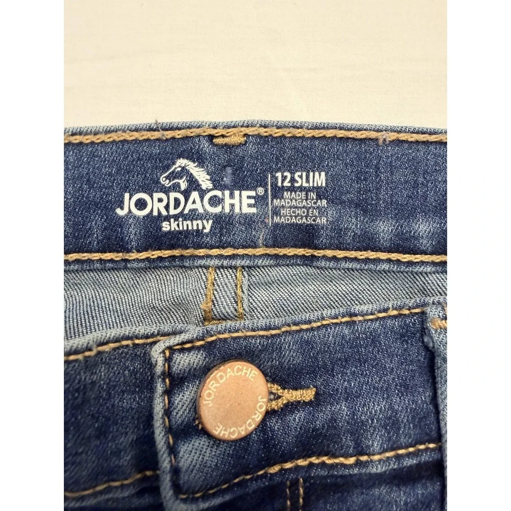 Jordache Jeans Girls 12‎ Slim Blue Skinny Stretch Medium Wash Distressed Denim